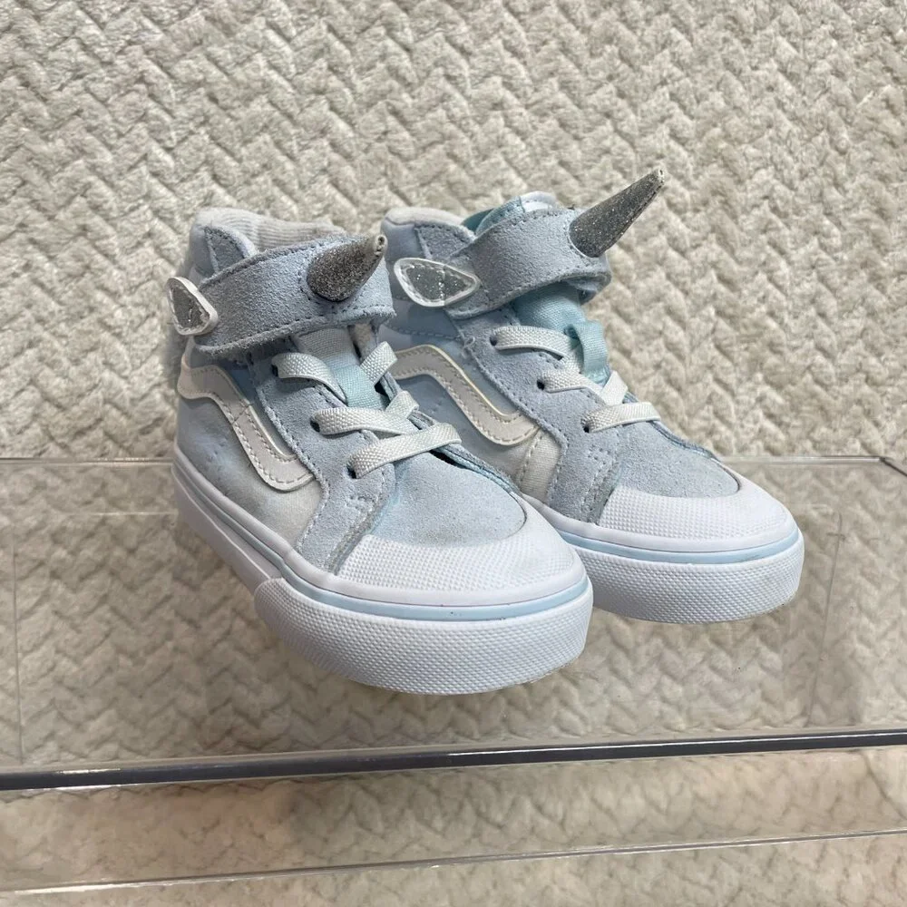 Vans Toddler Light Blue Silver Glitter Unicorn Sk8-Hi Size 6 Whimsical Fairycore - Picture 13 of 14